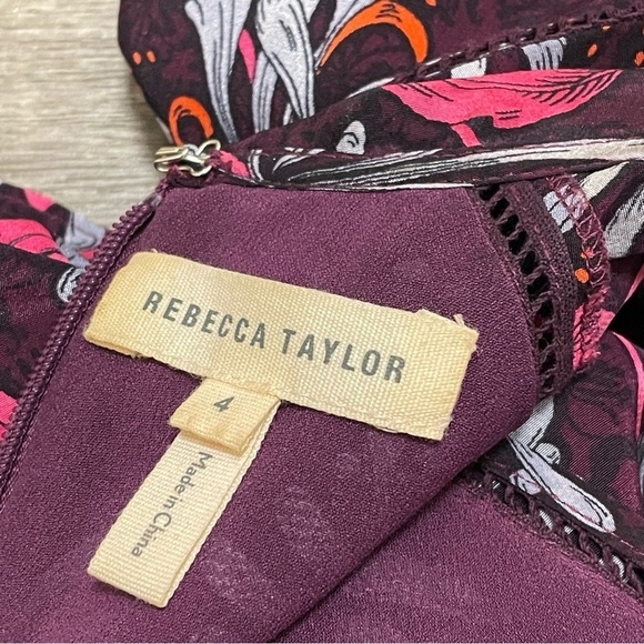 Rebecca Taylor Mystic Garden Twist Keyhole Silk Sleeveless Floral Dress Sz 4 - Picture 8 of 10